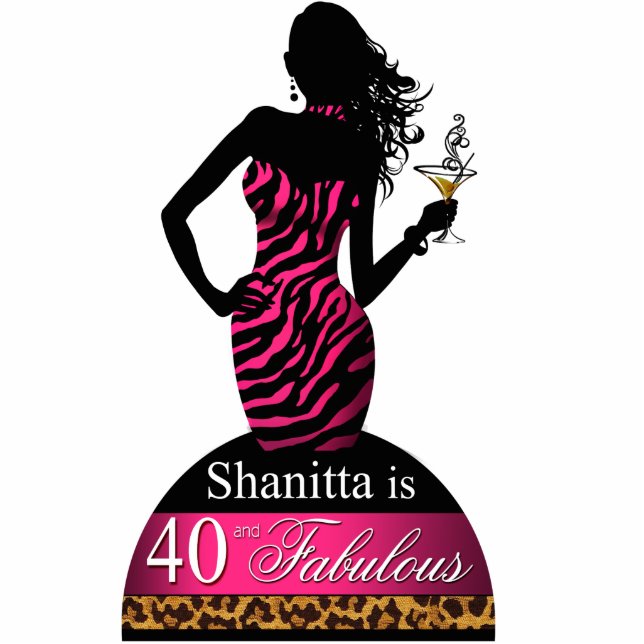 Bombshell Zebra 40th Birthday Topper fuschia Cutout (Front)