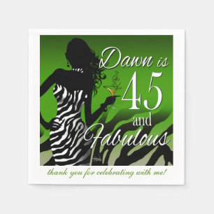 Bombshell Zebra 45th Birthday green Napkins