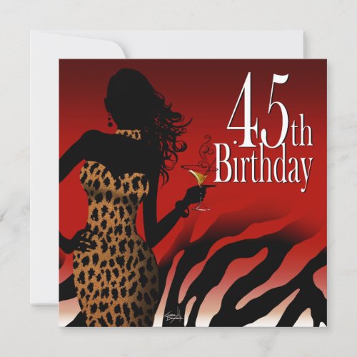 Bombshell Zebra 45th Surprise Birthday Party Red Personalized Invitation