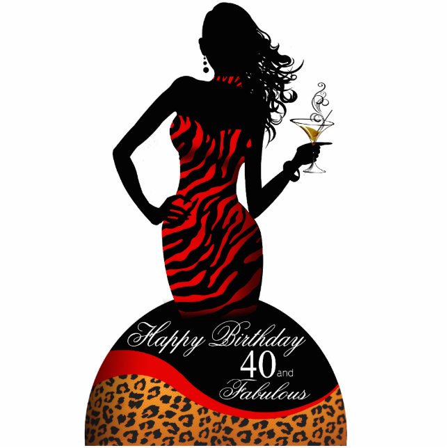 Bombshell Zebra Leopard 40th Birthday Centerpiece Cutout (Front)