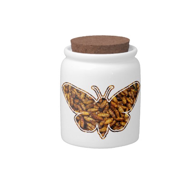 Bombyx Mori Silk Moth Life Cycle Silhouette Candy Jar (Front)
