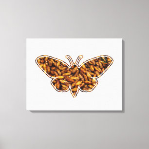 Bombyx Mori Silk Moth Life Cycle Silhouette Canvas Print