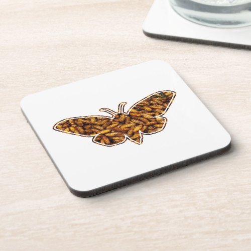 Bombyx Mori Silk Moth Life Cycle Silhouette Coaster