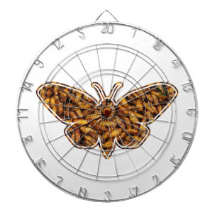 Bombyx Mori Silk Moth Life Cycle Silhouette Dartboard With Darts