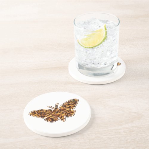 Bombyx Mori Silk Moth Life Cycle Silhouette Drink Coaster