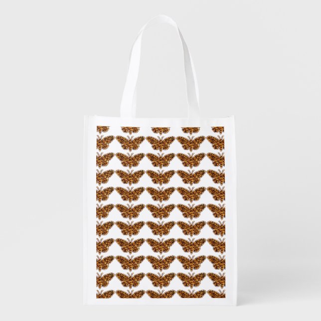 Bombyx Mori Silk Moth Life Cycle Silhouette Grocery Bag (Front)