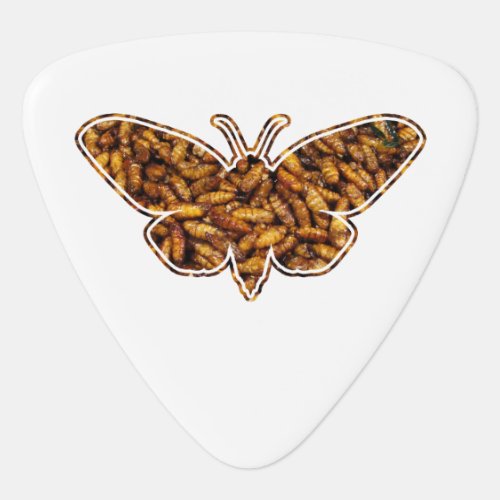 Bombyx Mori Silk Moth Life Cycle Silhouette Guitar Pick