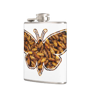 Bombyx Mori Silk Moth Life Cycle Silhouette Hip Flask