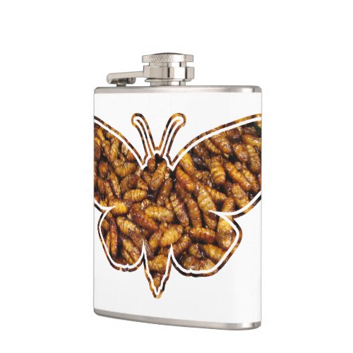 Bombyx Mori Silk Moth Life Cycle Silhouette Hip Flask