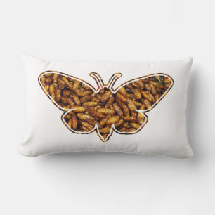 Bombyx Mori Silk Moth Life Cycle Silhouette Lumbar Pillow