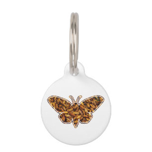 Bombyx Mori Silk Moth Life Cycle Silhouette Pet ID Tag
