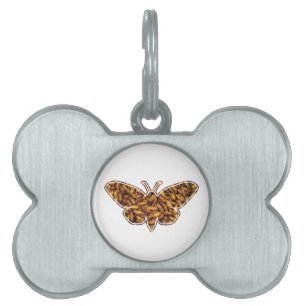Bombyx Mori Silk Moth Life Cycle Silhouette Pet Tag