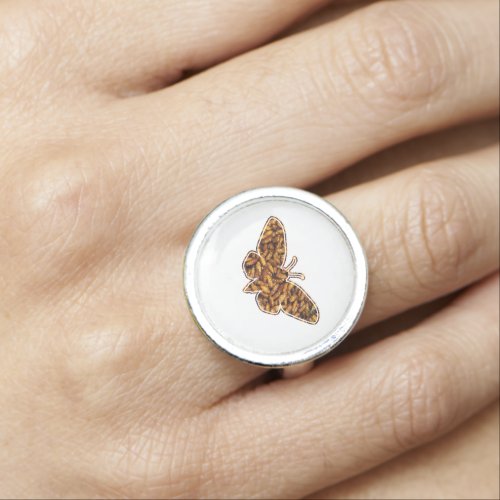 Bombyx Mori Silk Moth Life Cycle Silhouette Ring