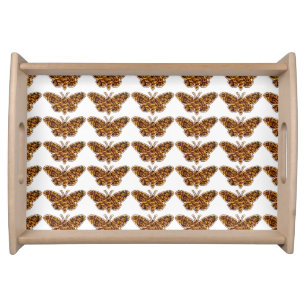 Bombyx Mori Silk Moth Life Cycle Silhouette Serving Tray