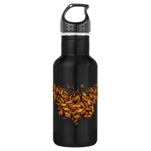 Bombyx Mori Silk Moth Life Cycle Silhouette Stainless Steel Water Bottle