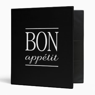 Bon Appetit Black & White  Recipes 3 Ring Binder