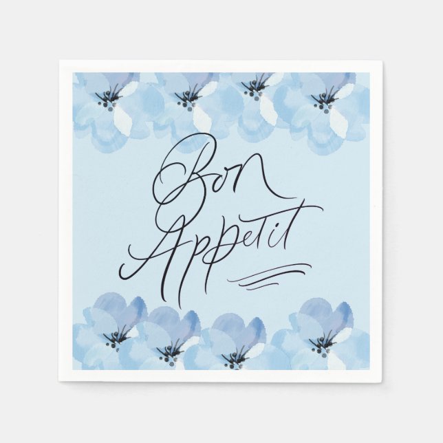 Bon Appetit Blue Floral Napkins (Front)