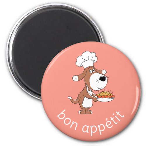 Bon Apptit Chef Cook Cute Funny Dog Puppy Cartoon Magnet