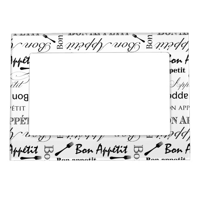 Bon Appetit Classic Black and White Pattern Magnetic Frame (Front)