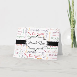 Bon Appetit Classic Pattern Letterpress Thank You Card