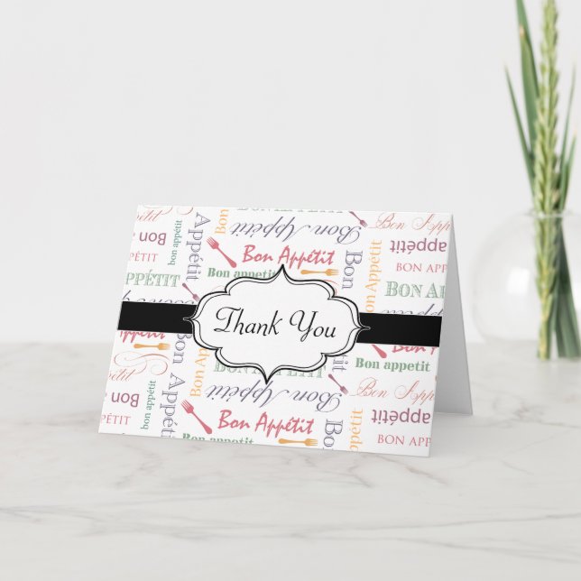 Bon Appetit Classic Pattern Letterpress Thank You Card (Front)