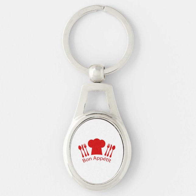 Bon Appetit Elegant Chef Hat Keychain (Front)