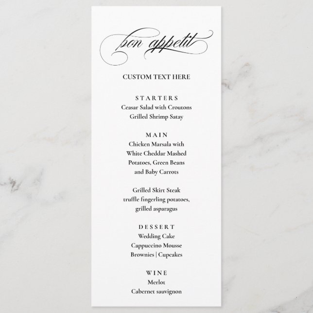 Bon Appetit elegant Menu (Front)