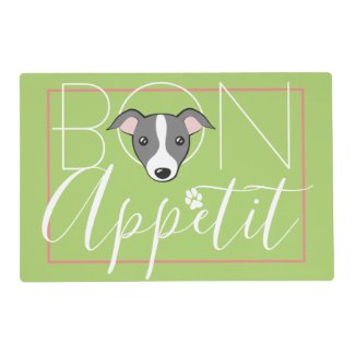 Bon appetit elegant text Dog cartoon Green