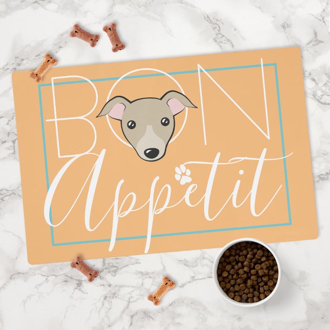 Bon appetit elegant text Dog cartoon Orange Placemat (Creator Uploaded)