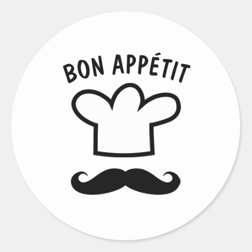 Bon apptit food stickers with funny mustache