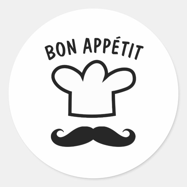Bon appétit food stickers with funny mustache (Front)