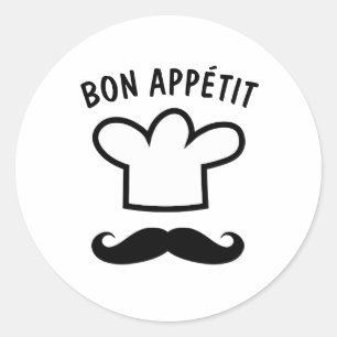 Bon appétit food stickers with funny mustache