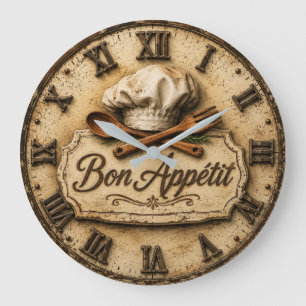 Bon Appétit French Country Chef Kitchen Large Clock