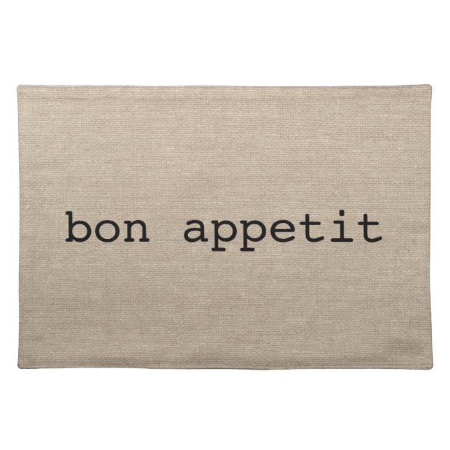 Bon Appetit French faux linen burlap rustic chic Placemat (Front)
