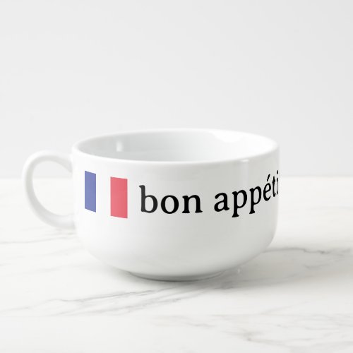 Bon apptit French flag custom soup bowl gift