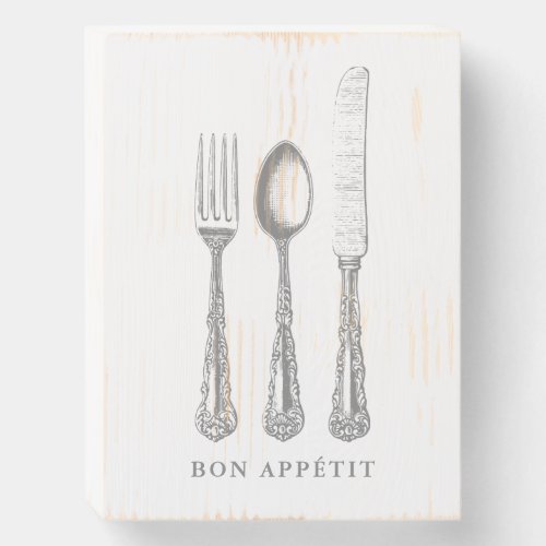 Bon apptit French quote personalized Wooden Box Sign