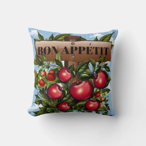 Bon Appetit Herb and Apple Garden Throw Pillow