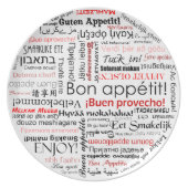 Bon appetit in many different languages typography melamine plate (Front)