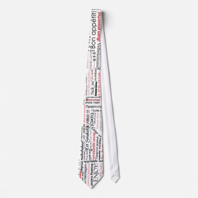 Bon appetit in many different languages typography tie (Front)