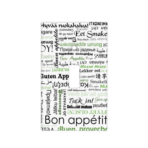 Bon appetit in many languages _ green Kitchen Light Switch Cover