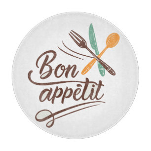 Bon Appétit Kitchen Decor Cutlery Illustration Cutting Board