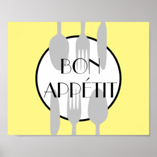 bon appetit kitchen quote bold modern chic poster