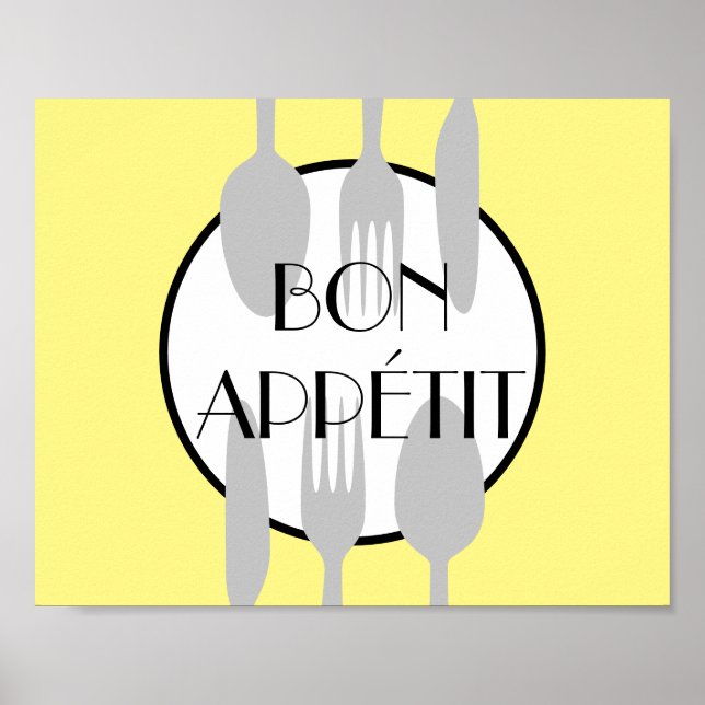 bon appetit  kitchen quote bold modern chic poster (Front)