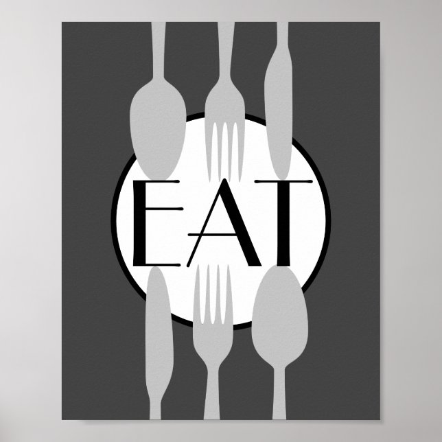 bon appetit  kitchen quote bold modern chic poster (Front)