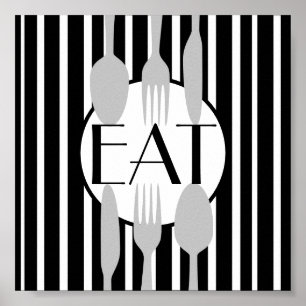 bon appetit kitchen quote bold modern chic poster