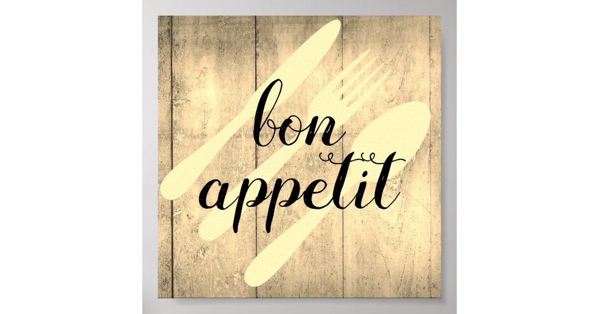 bon appetit kitchen quote word art modern style poster | Zazzle