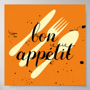 bon appetit kitchen quote word art modern style poster