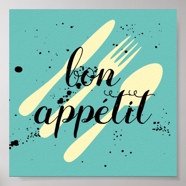 bon appetit  kitchen quote word art modern style poster (Front)