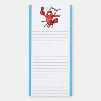 Bon Appétit Lobster Shopping List Fridge Magnetic Notepad by stationeryshop at Zazzle
