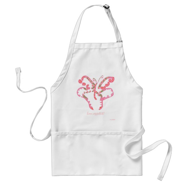 bon appétit! pink butterfly apron (Front)